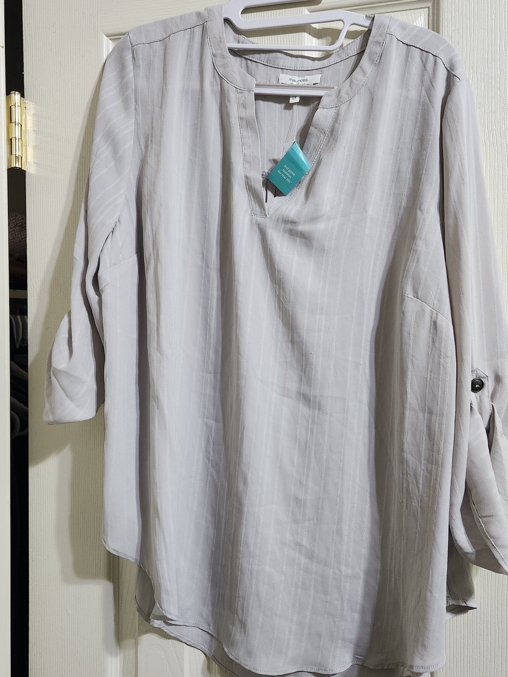 Maurices Light Gray Pinstripe Tunic Top